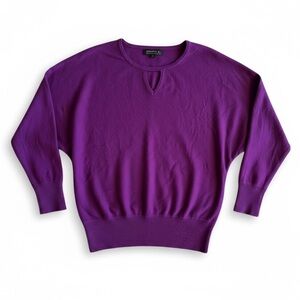 Joseph A Keyhole Neck Batwing Sleeve Sweater Knit Holiday Party Top Purple Large